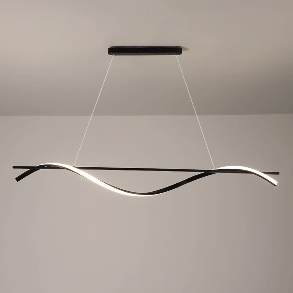 Lustre LED moderne en métal noir | Suspension linéaire pour îlot