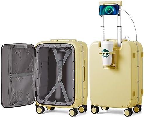 mixi Carry On Luggage with Cup Phone Holder and