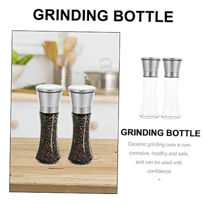 VICASKY 2pcs Stainless Steel Pepper and Salt Grinder Set Manual Adjustable Ceramic Mill for Sea Salt Black Pepper Coarse Fine Grinding Kitchen Spice Tool