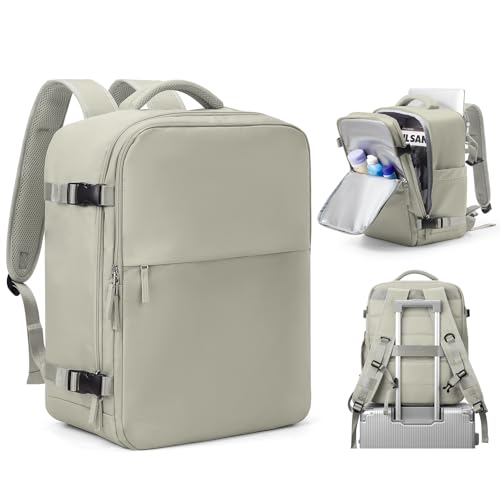 SZLX Sac à Dos Voyage Cabine Avion 40x20x25 pour Ryanair, Sac Bagage Cabine 45x36x20 Easyjet, Bagage à Main pour Femmes et Hommes,Sac Imperméable pour L'école de Travail de Randonnée Gris Brun