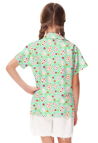 Image of Remimi Unisex Kids Hawaiian Button Up Shirt Boys Funny Print Aloha Beach Short Sleeve Tops 5-14 Years