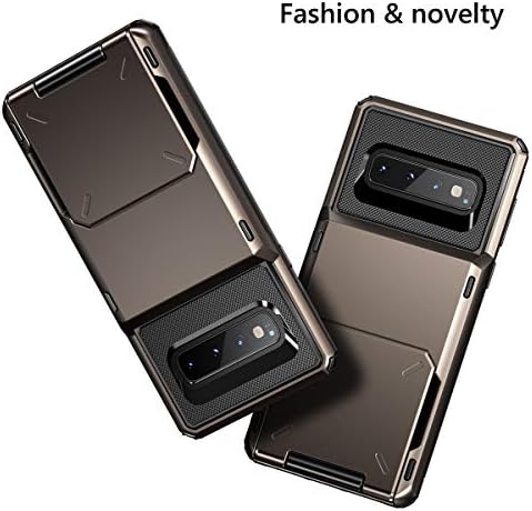 Coolden for Samsung S10 Plus Case Card Slot Holder Case for Samsung S10 Plus Wallet Case Shockproof Case Heavy Duty Hard Back Phone Case Protective Case Cover for Samsung Galaxy S10 Plus (Gun Color)