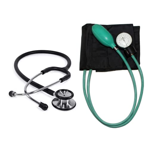 Image of Fidelis Healthcare Combo of Black Edition Dual Head Stethoscope and Aneroid BP Machine For Doctors & Medical Students