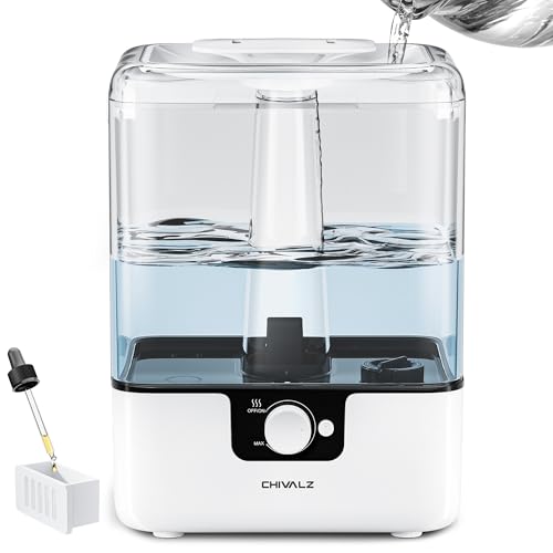 CHIVALZ Top-Fill Humidificador 6L de Aromas, Boquilla 360°, Silencioso 26dB, Boquilla de Vapor Giratoria de 360°, 30h Autonomía Humidificador Aceites Esenciales para Bebés y Plantas, Blanco CHIVALZ Top-Fill Humidificador 6L de Aromas, Boquilla 360°, Silencioso 26dB, Boquilla de Vapor Giratoria de 360°, 30h Autonomía Humidificador Aceites Esenciales para Bebés y Plantas, Blanco