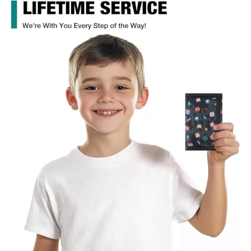 Image of Kids Wallet for Boys Teen, Little Boys Wallet for Kids Ages 4-5-6-7-8-9-10-12, Pixel Youth Wallets with Zipper Coin Pocket, Tri Fold Child Childrens Wallet for Christmas Birthday Gift Ideas