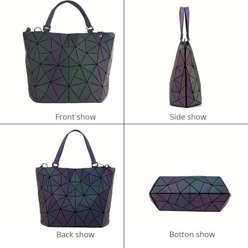 Bolso geométrico luminoso para mujer, satchel con asa superior miniatura 6