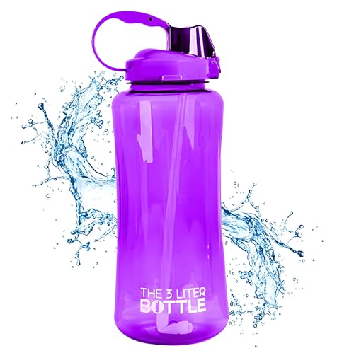 Image of Breewell 3 L Sports Plastic Water Bottle Container BPA Free Travel Mugs with Scale,Straw,Strap for Kids Adult Summer Outdoor Sports | Multi Color (Pack of 1)