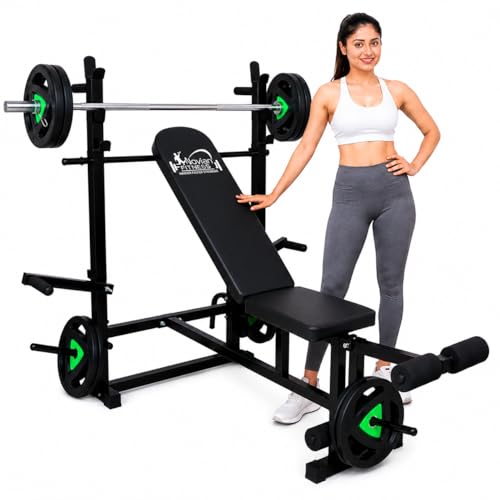 Image of 8-in-1 Multipurpose Adjustable Weight Bench, Incline /Decline /Flat Bench with Leg Extension, Butterfly, Dips Station, Multi Bench, Home Workout Fitness Bench (Full Black)