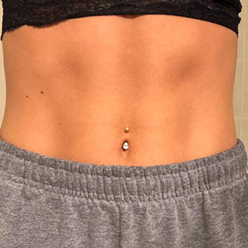 Jewseen Water Drop Belly Butoon Rings Prong Set Belly Piercing 14K Solid Gold Clear Cz Navel Rings Body Jewelry #TOP1