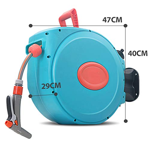 Automatic Garden Hose Reel, 20 m, Wall Mount Auto Rewind, Spray Gun, 3 Layer Hybrid Hose, Brass Connector, Any Length Lock, 180 Degree Pivot, Garden Watering, Car Washing