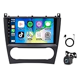 4+64G 9inch Car Stereo Radio for Mercedes C-Class W203 C230 CLK350 C280 C350 CLK W209 2003-2009,Android 14 Touch Screen Radio Receiver with Carplay Android Auto WiFi GPS Bluetooth FM Backup Camera
