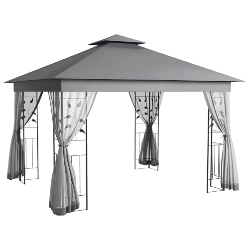 Outsunny 10' x 11.5' Metal Patio Gazebo, Double Roof Outdoor
