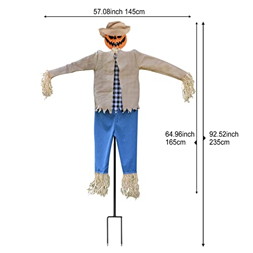 Larpgears Halloween 7.5 Feet Height Pumpkin Scary Scarecrow Ghost Decorations For Outdoor With Metal Stand Scarecrow Death Ghost Flying Halloween Decorations For Garden And Yard #TOP3