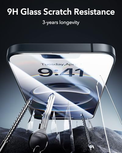 ESR For iPhone 14/13//13 Pro for Tempered Glass, 9H+ Tempered Glass Screen Protector, Pack of 3, Bubble and Dust Free, Tempered Glass Military Grade Protection