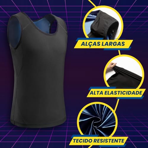 Camiseta Masculino Efeito Sauna Térmica Regata Perder Peso Calorias Emagrecer Compressão Exercício M