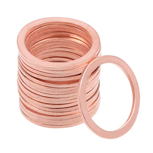 sourcing map 20 Stück Kupferdichtringe 24mm x 30mm x 1.5mm Kupfer Unterlegscheibe für Schraubenbolzen
