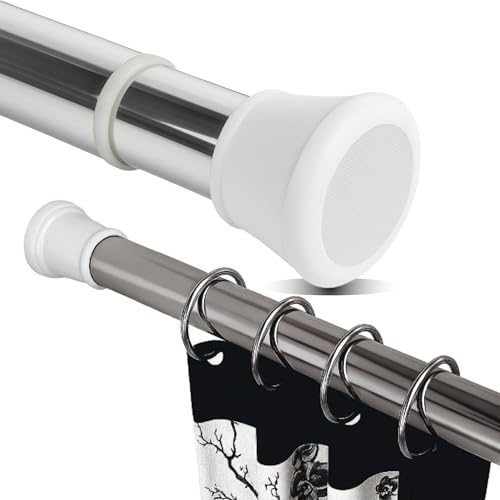 Image of JIALTO 80 Cm To 135 Cm Multifunctional Adjustable Rod | Extendable Shower Curtain Tension Rod Non-Drilling for Wall Anti-Skid Spring Pull | Door Curtain & Bathroom Pipe Rods (WHITE PACK Of - 1)