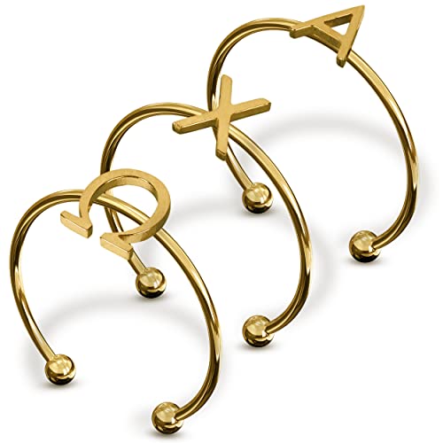 Sorority Shop Alpha Chi Omega Stacking Ring Set - Adjustable Rings with 18k Gold Plating