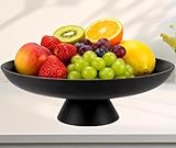 ZMCYNG Concrete Decorative Fruit Bowls for Kitchen Counter, 11' Large Decorative Bowl for Home Decor Coffee Table Centerpiece, Handcrafted Key Bowl for Entryway Table, Modern Black Pedestal Bowls