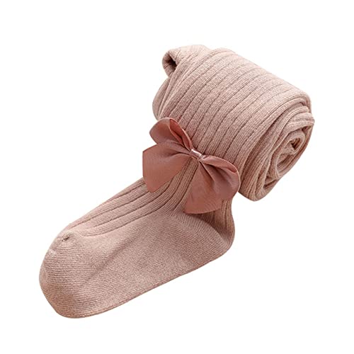 Girls Cotton Tights Cable Knit Footed Pantyhose Seamless Leggings Tights with Cute Bow Toddler Baby Warm Comfy Leggings