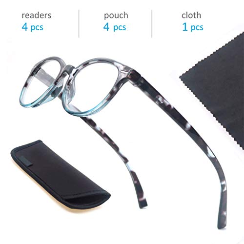 OLOMEE Reading Glasses Women Round Readers +4.50 for Small/Petite Face 4 Pack Cute Lightweight Frame &Comfortable Spring Hinge by OLOMEE - Image 3