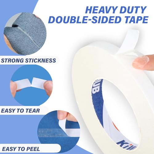 KIWIHUB Fita de Tecido Resistente - Fita Adesiva Dupla Face para Tecido, Fita Adesiva Forte para Bai