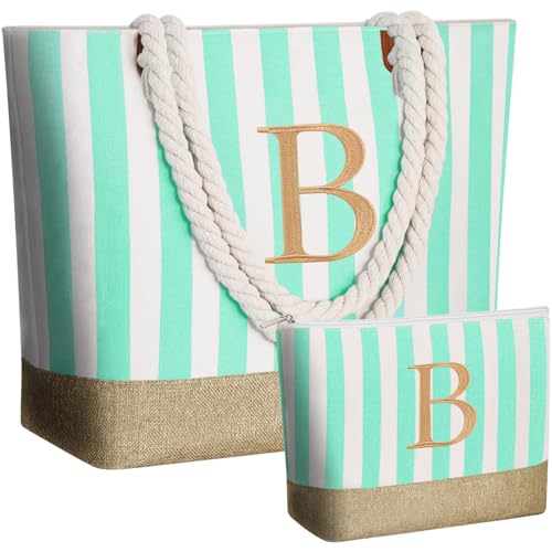 Image of GhvyenntteS Personalized Tote Bags for Women - Large Beach Bag & Makeup Bag, Birthday Gifts for Women Bridal Wife Mom Grandma Teacher Friend