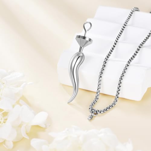 YFN 925 Sterling Silver Italian Horn Necklace for Men Women Protection Good Luck Pendant with 22+2" Chain Gift for Christmas, Valentine's Day, Father's Day, Mother's Day, Birthday-Gift Box Included2