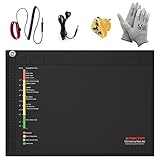 14x10 Inch ESD Silicone Soldering Mat,Anti Static Repair Work Mat Tool Kits for PC Building Includes