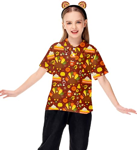 Image of AOBUTE Kids 4th of July Polo American Flag Short Sleeve Button Down Shirts Tops 3-14 Years
