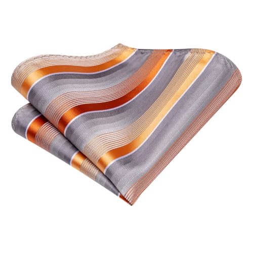 Image of Hi-Tie Men Silk Ties Set with Flower Lapel Pin Necktie Pocket Square Cufflinks for Tuxedo Wedding Business