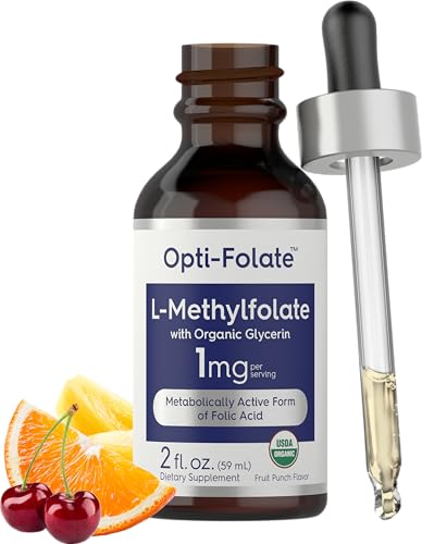Carlyle L-Methylfolate Drops 1mg | 2 Fl Oz | with Organic Glycerin | Liquid Sublingual Supplement |