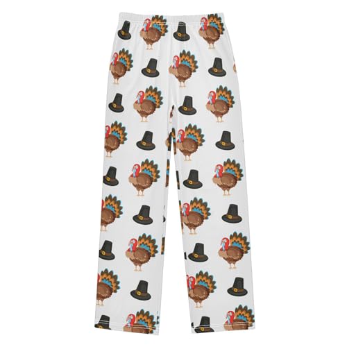 ZZXXB Turkey with Hat Boys Long Pants Soft Trousers Elastic Waist Kids Lounge Bottoms with Pockets S-XL
