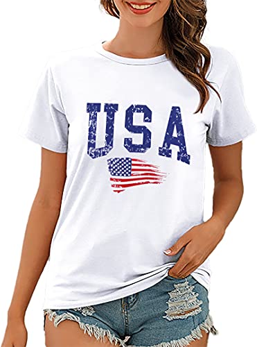 USA Flag Tee Shirt Women 4th of July Gift T Shirt Casual Short Sleeve American Proud T-Shirt Tops2