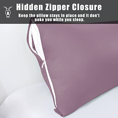Image of Bamboo Pillow Cases Body Size, Greish Purple Cooling Pillowcases with Zipper Closure, Cool & Breathable Pillow Case for Hot Sleepers and Night Sweats, 20 inch x 54 inch