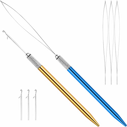 Hair Extension Loop Needle Threader Pulling Hook Needle Bead Device Tool 8PCS, for Silicone Microlink Rings Beads to Tinsel, Feather or Human Hair Extensions Hair Extension Loop Needle Threader Pulling Hook Needle Bead Device Tool 8PCS, for Silicone Microlink Rings Beads to Tinsel, Feather or Human Hair Extensions