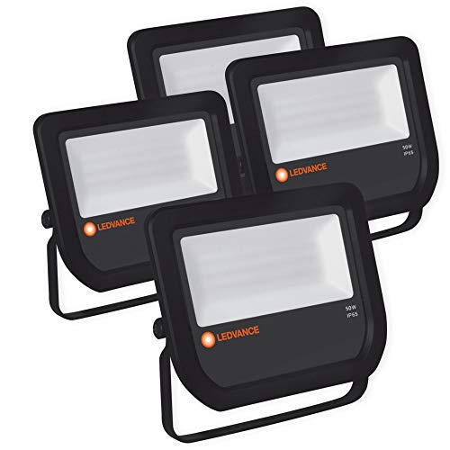 Preisvergleich Produktbild LEDVANCE 50W LED Fluter 5250lm Wand Außen Strahler 3000K Flutlicht IP65 schwarz Auswahl 4er Set