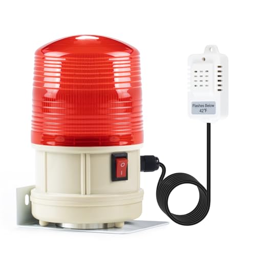 Briidea Temperature Warning Light with Built-in Thermostat, Auto Flash Alert