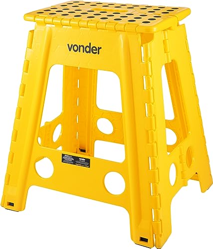 Banqueta Plástica Dobrável Amarela Altura 450 mm Vonder