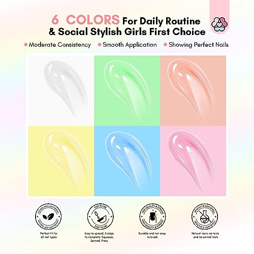 Saviland 6 Colors Poly Gel Nail Kit – Pink Series Extension Gel with 36W Portable Handheld Mini U V LED Lamp for Curing, All-in-1 French Manicure Starter Nail Kit for Home DIY