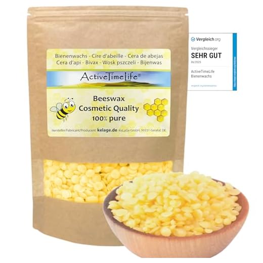 Woodflame Bienenwachs Pastillen | Deutsche Qualität | 200g | 100% natürliches Bienenwachs | Perfekt geeignet für Kosmetikprodukte, Bienenwachstücher, Seife, Holzpolitur und Kerzenherstellung… 6 ActiveTimeLife® Bienenwachs Pastillen Bio gelb | Premium | 500 g ideal für Kosmetik Kerzen Cremes Salben Seifen Wachstücher - Das Original im praktischen Zip-Beutel