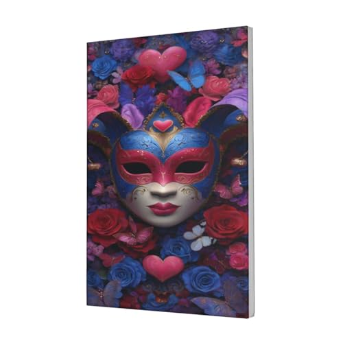 Cuadro de máscara veneciana enmarcado en rojo y rosa de 30x45 cm listo para colgar