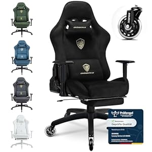 Dowinx Gaming Stuhl, Atmungsaktiver und Ergonomischer Bürostuhl aus Mikrofaser-Velours, Weiches Sitzgefühl wie Pelz, Verstellbarer Schreibtischstuhl mit Fußstütze, Schwarz