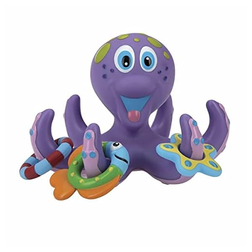 Nuby - Pulpo flotante - Juguete de baño pulpo con 3 anillas - Juguetes de baño para bebés y niños - Juguetes acuáticos - 18+ meses