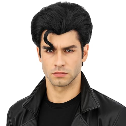 PUREHAIR Mens Short Black Cosplay Wig for Halloween Costume Party Super Funny Man Synthetic Hair Wig for Adult Men (Adults)