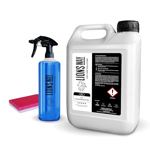 Limpiador de Mosquitos para Coche y Moto. Todo Tipo de Insectos. Limpia Excremento de Ave. Rápido y sin Esfuerzo. Potente Limpiador de Mosquitos Profesional. (5L + Pulverizador PRO + Esponja)