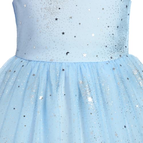 IBTOM CASTLE Flower Girl Embroidery Sparkle Dress for Kids Wedding Bridesmaid Pageant Communion Princess Birthday Party Prom Formal Dance Ball Gown Puffly Tulle Dresses Blue 11-12 Years4