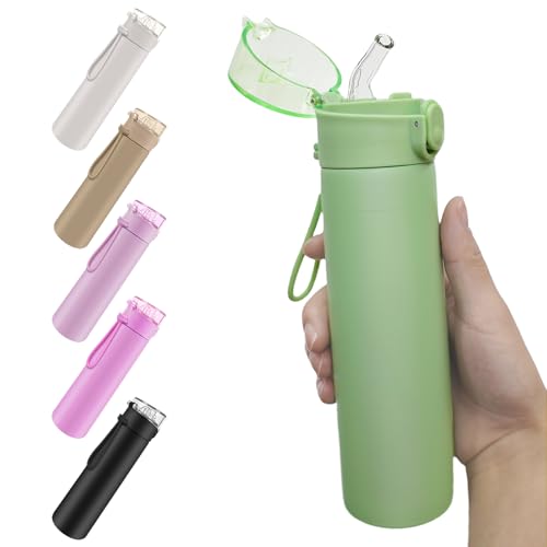 AMFUN 250 ML Mini Termos, Botella de agua térmica de acero inoxidable con pajita, Taza Aislante Portátil de Acero Inoxidable, Sin BPA, para Gimna, Exterior, Viajes, Trabajo, Escuela (Verde)