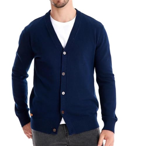 Dcvmvmn Winter Cotton Cardigan Sweater for Men Casual Single Breasted Solid Color Warm Sweater2