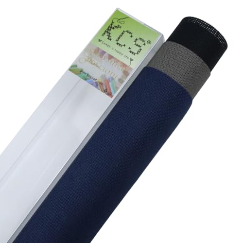 Image of KCS 3 pc of 15 inch x 18 inch(38cmx45cm) 18 Count Cross Stitch Cotton Aida Cloth Needlework Rolled Fabric Box,18CT,Navy Blue+Dark Grey+Black